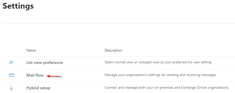 Einstellungen Mailflow SMTP Auth Cloud Admin