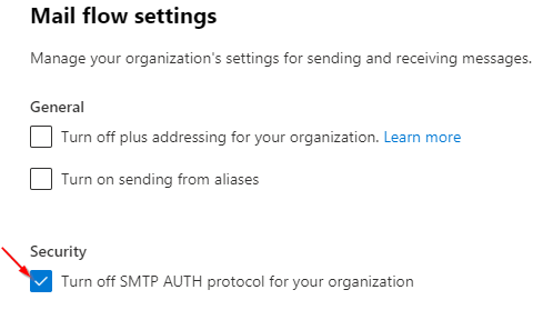 Mail Flow Deaktivieren SMTP AUTH